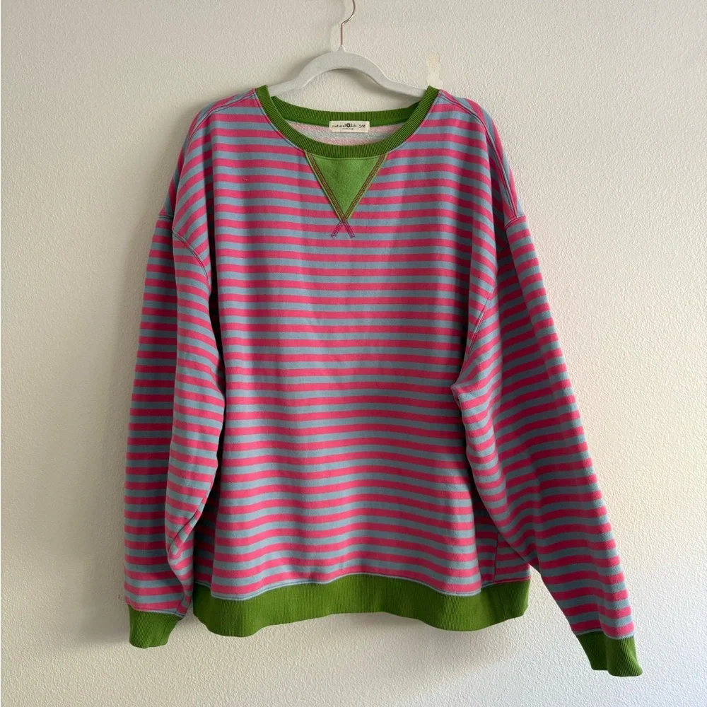 Natural Life Oversized Striped Crewneck in taffy twist women’s S/M - Picture 4 of 7